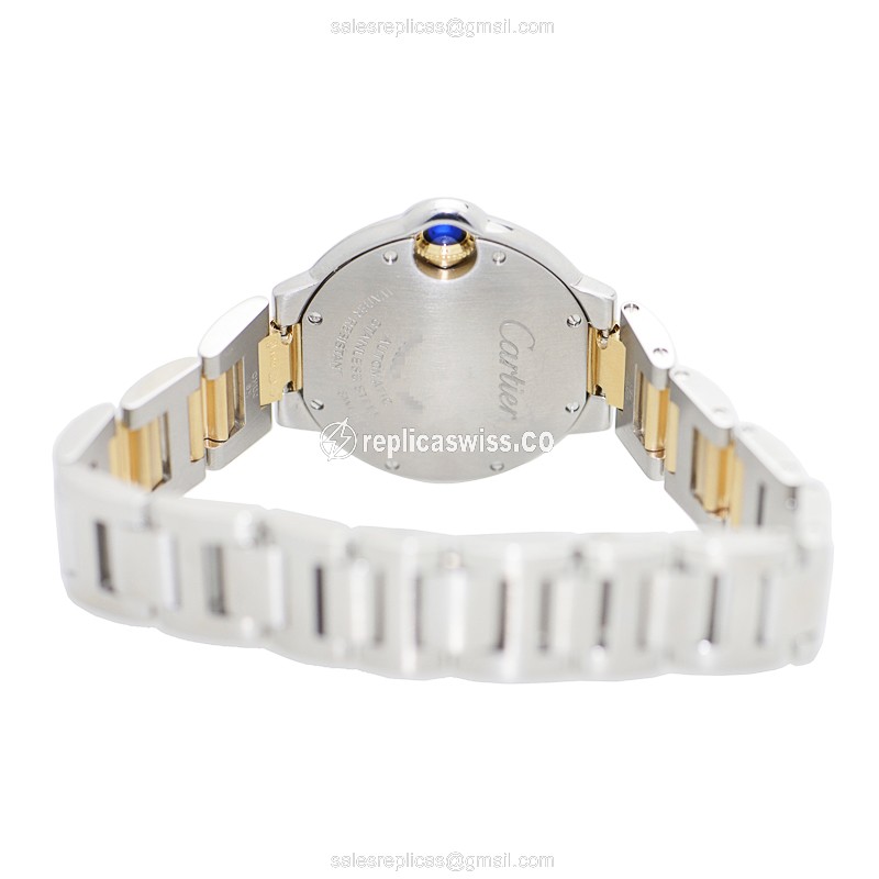 Cartier Ballon Bleu Replica - Automatic - Silver Dial - 18kt Gold Strap - View 4