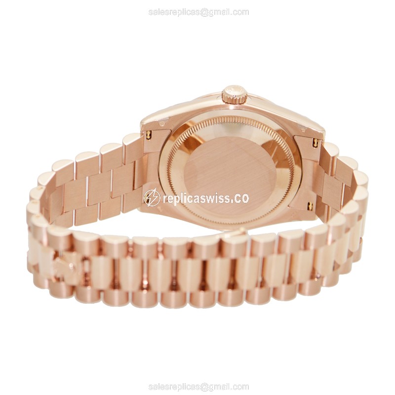 Rolex DAY-DATE Replica | Automatic | 18kt Gold Case | Pink Dial, Gold Clasp & Strap - View 4