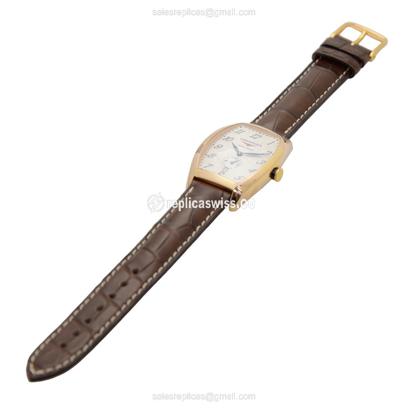 Longines EVIDENZA Replica - 18kt Rose Gold - Automatic - White Dial, Alligator Brown Buckle - View 2