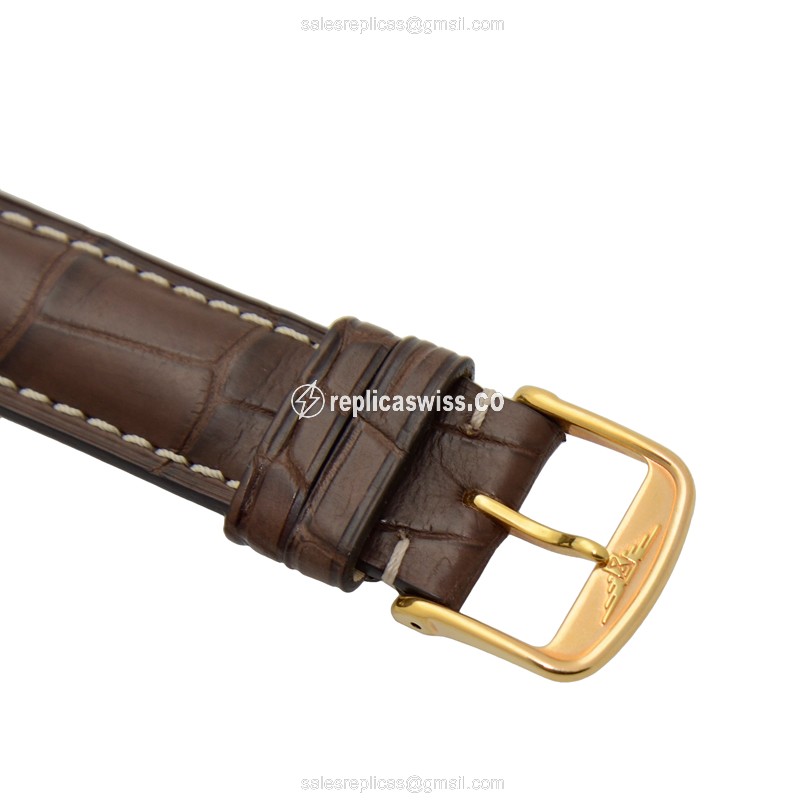 Longines EVIDENZA Replica - 18kt Rose Gold - Automatic - White Dial, Alligator Brown Buckle - View 4