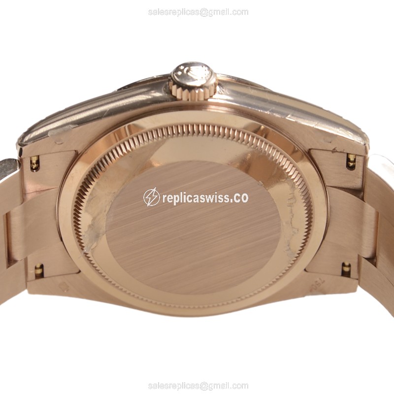 Rolex DAY-DATE Replica - Automatic - 18kt Rose Gold & Steel Case - Pink Dial - View 4