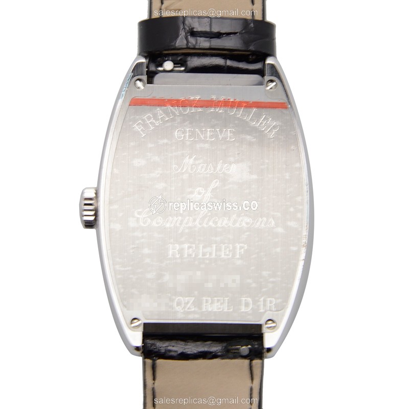 Franck Muller 2852 QZ REL D 1R AC Curvex Quartz - Diamond Case - Silver Dial - Black Alligator Buckle - View 3