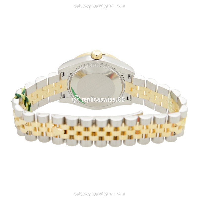 Rolex Lady Datejust Replica - Automatic - 18kt Gold & Diamond - Silver Dial - View 4