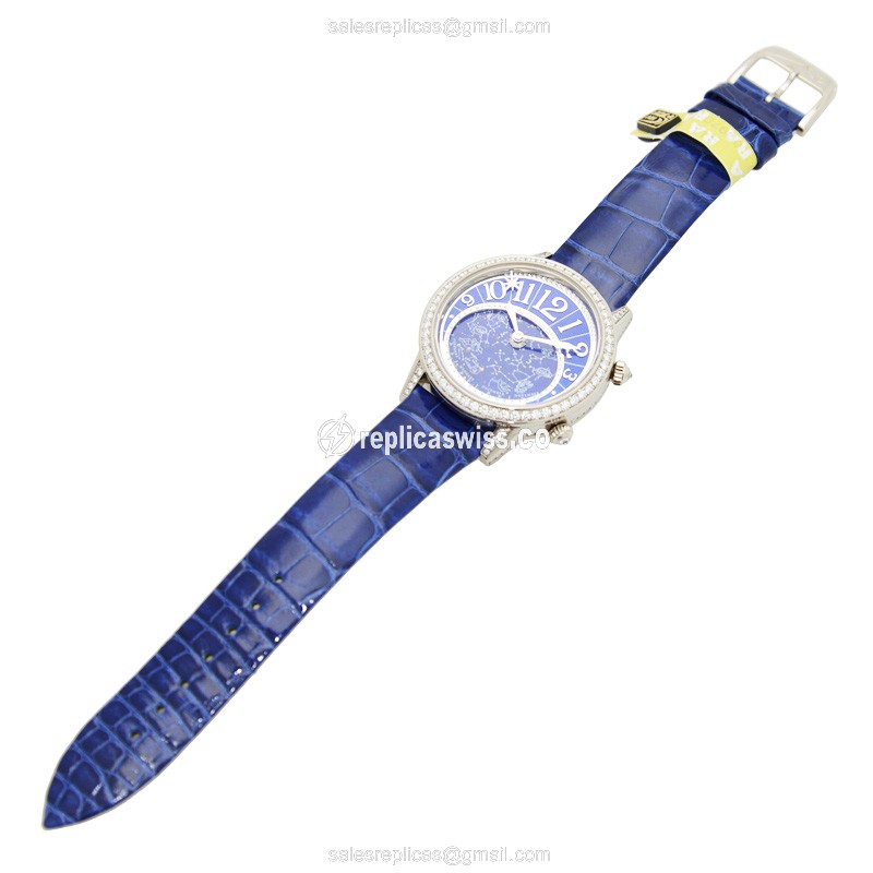 Jaeger-Lecoultre Q3483590 Rendez-Vous - Automatic - 18kt White Gold - Blue Dial - Diamond - Alligator Blue Strap - View 2