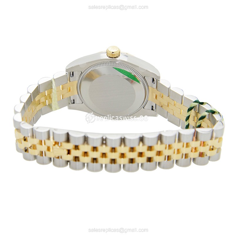 Rolex Lady Datejust Replica - 18kt Gold Case, White Dial on Gold Strap - View 4