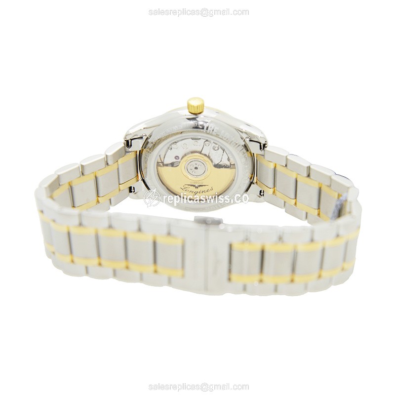 Rolex L2.257.5.57.7 Replica - Automatic - Gold & Steel Case - Black Dial on Silver Strap - View 4
