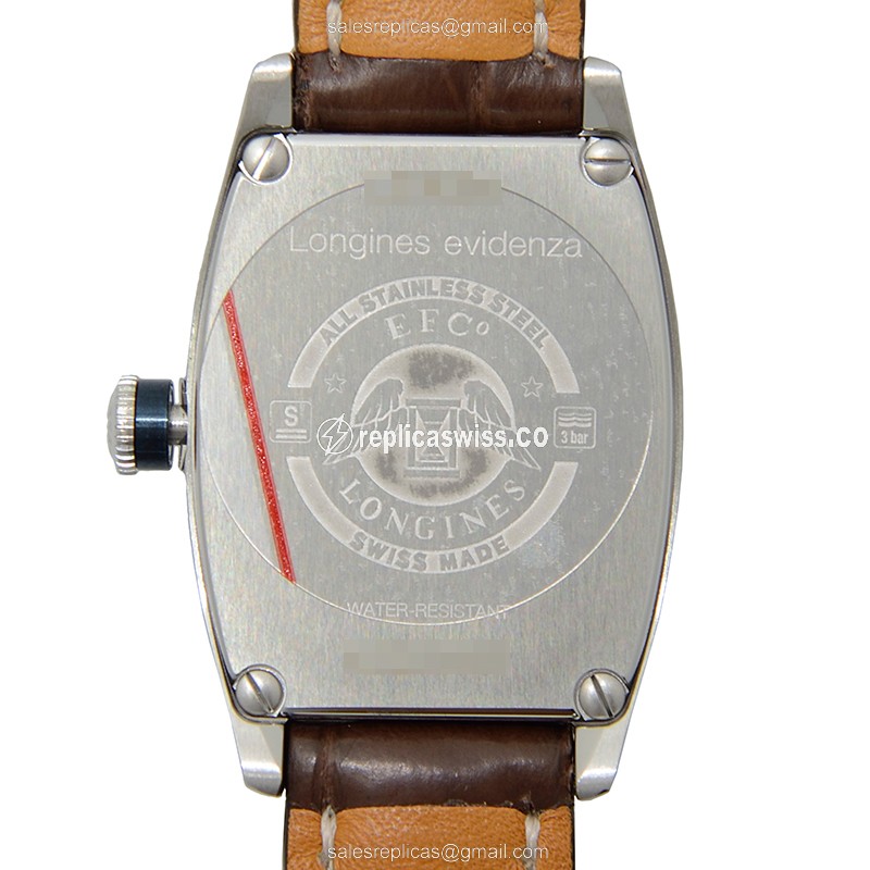 Longines EVIDENZA Replica - Automatic - Stainless Steel - White Dial, Alligator Brown Strap - View 3