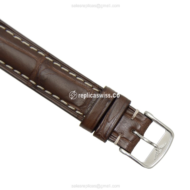 Longines EVIDENZA Replica - Automatic - Stainless Steel - White Dial, Alligator Brown Strap - View 4