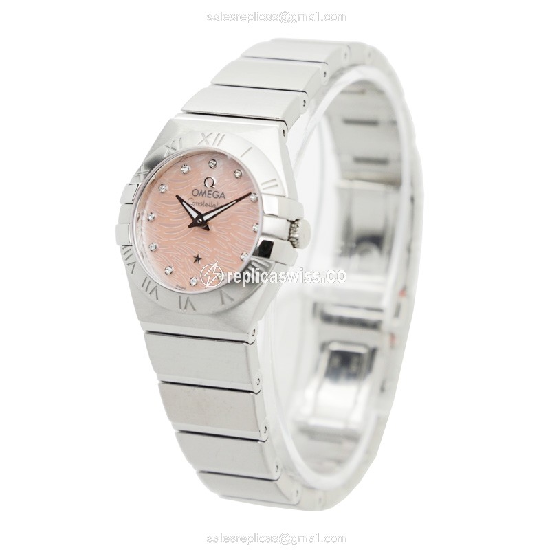 Omega Constellation Quartz Replica - Pink Dial - Steel Case - Silver Strap - View 3