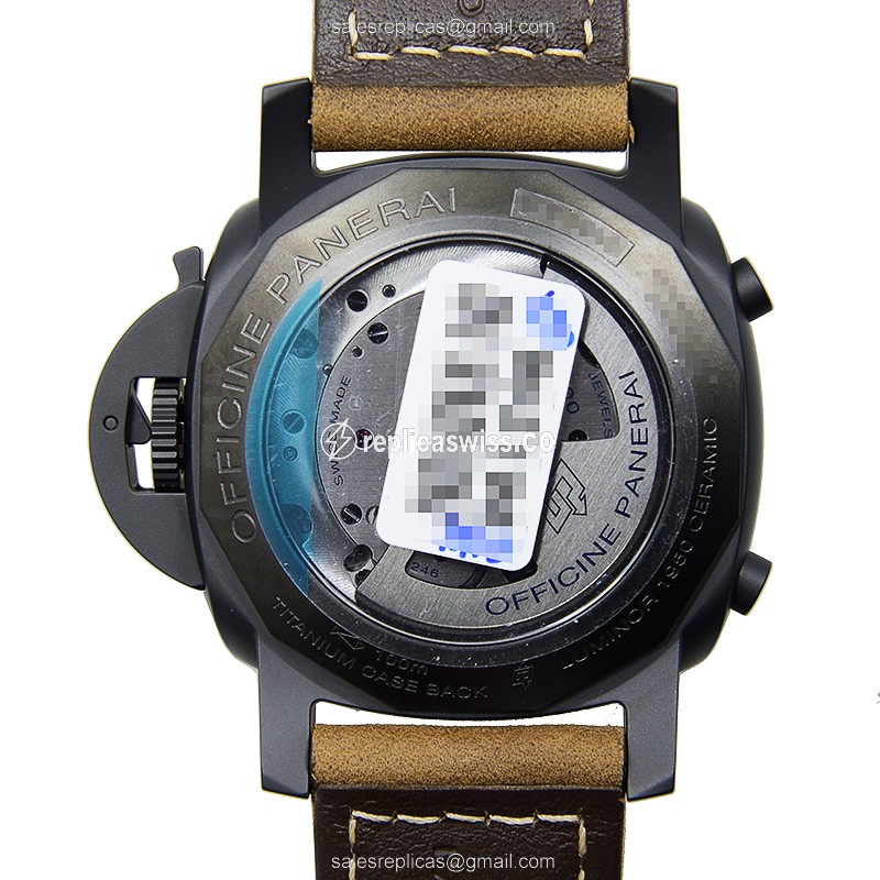 Panerai PAM00580 Replica - Automatic - Ceramic Case - Black Dial - Brown Cowhide Strap - View 3