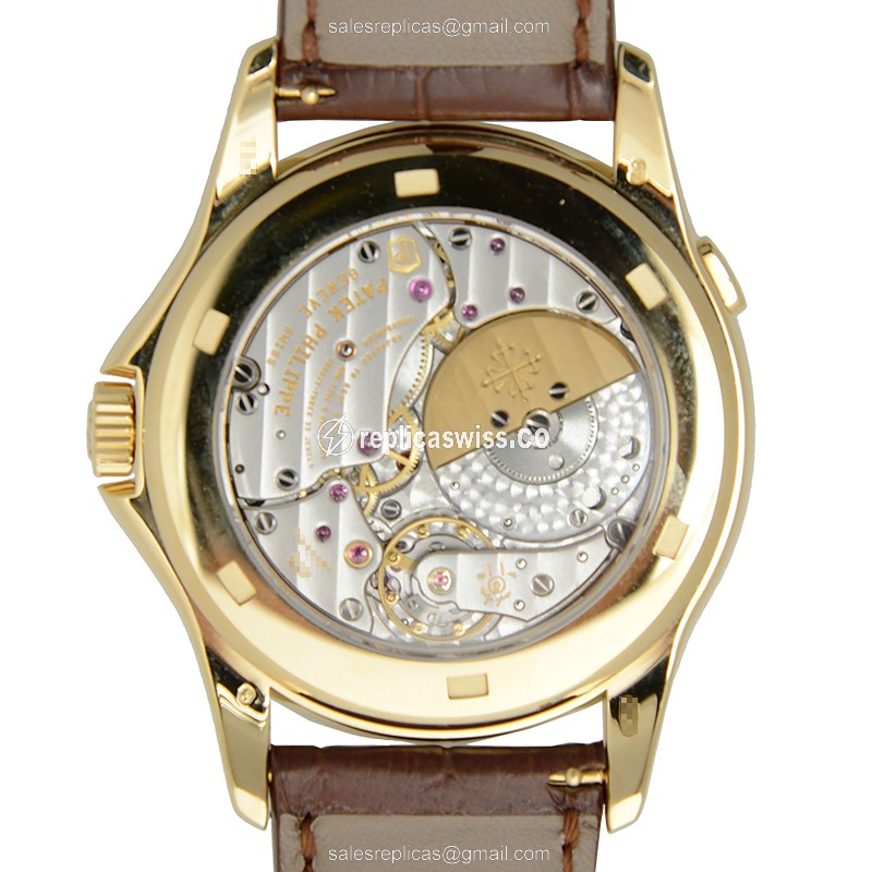 Patek Philippe 5131J-014 Complications - Auto - 18kt Yellow Gold - White Dial - Brown Alligator Strap - View 3