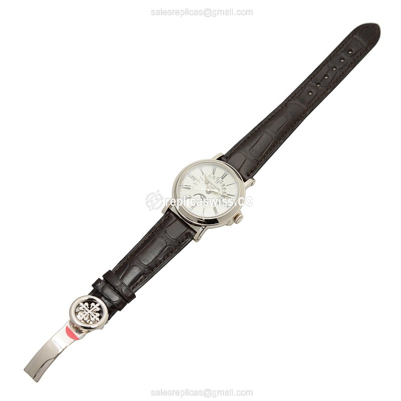 Patek Philippe 5159G-001 Replica - Automatic | 18kt Gold | White Dial | Brown Alligator - View 2