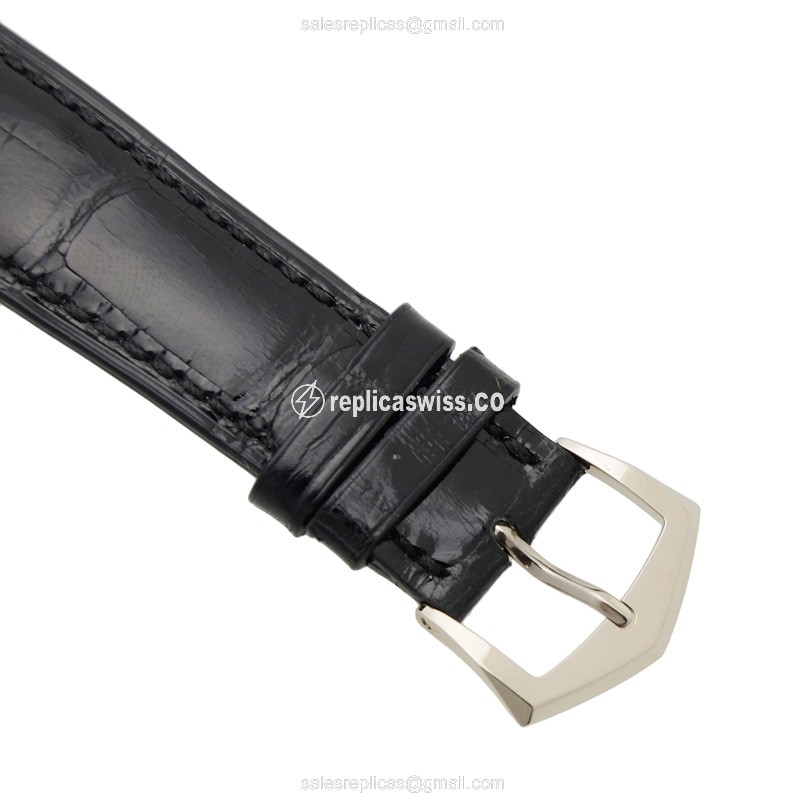 Patek Philippe 5205G-001 Replica - Automatic - 18kt Gold - Gray Dial, Black Alligator Strap - View 4