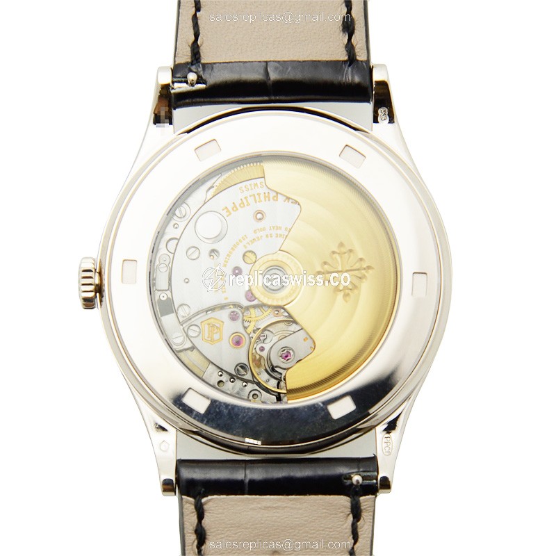 Patek Philippe Calatrava 5296G-010 - Auto - 18kt Gold - White Dial - Black Alligator Buckle - View 3