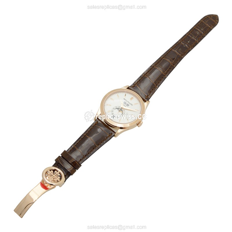 Patek Philippe 5396R-011 Complications - Auto - 18kt Rose Gold - White Dial - Brown Alligator Strap - View 2