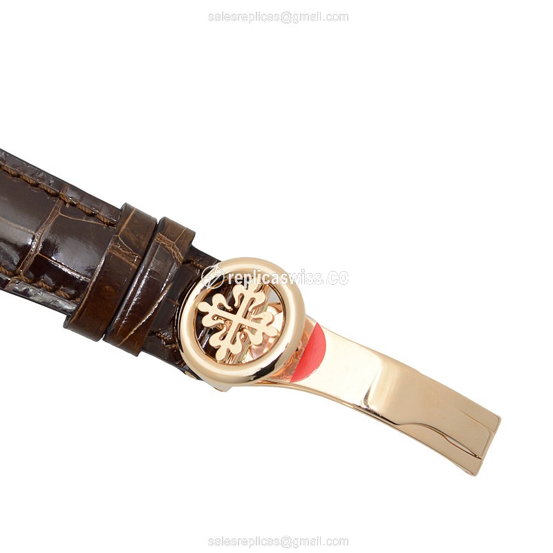 Patek Philippe 5396R-011 Complications - Auto - 18kt Rose Gold - White Dial - Brown Alligator Strap - View 4