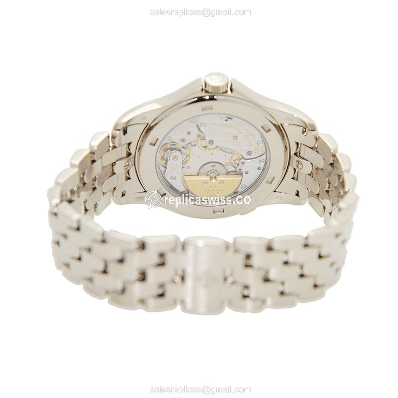 Patek Philippe 5130-1G-010 Replica - Automatic - 18kt Gold - Silver Dial - Clasp - View 4