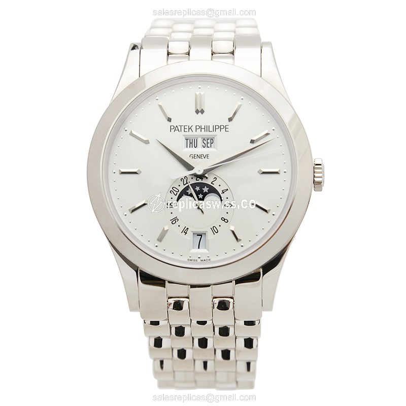 Patek Philippe 5396/1G-010 Replica - Automatic - 18kt Gold Case - Silver Dial - Gold Strap - View 2