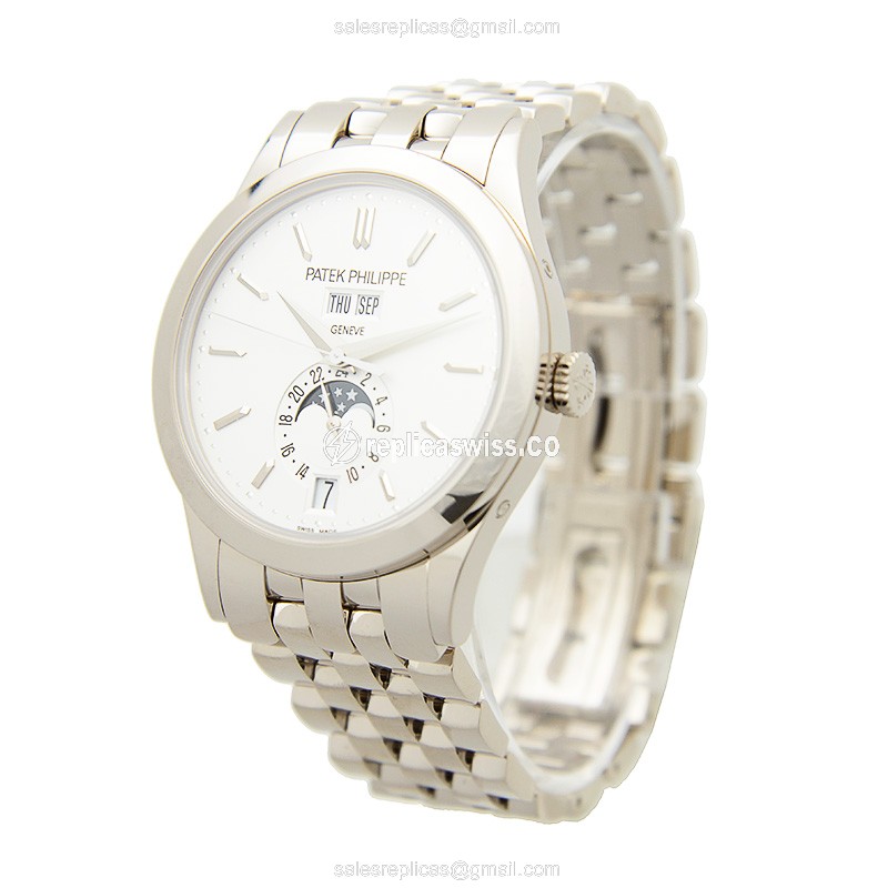 Patek Philippe 5396/1G-010 Replica - Automatic - 18kt Gold Case - Silver Dial - Gold Strap - View 3