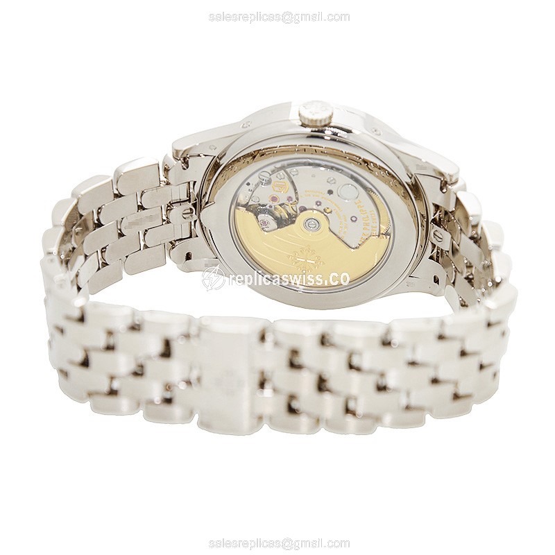 Patek Philippe 5396/1G-010 Replica - Automatic - 18kt Gold Case - Silver Dial - Gold Strap - View 4