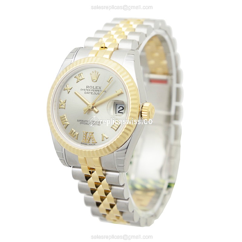 Rolex Datejust Replica - Automatic - Silver - 18kt Gold & Steel Case - View 3