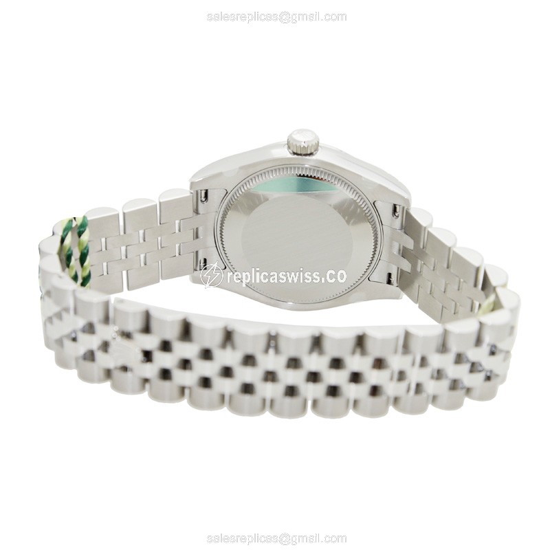 Rolex Lady Datejust Replica - Automatic - White Gold & Steel Case - Black Dial - View 4