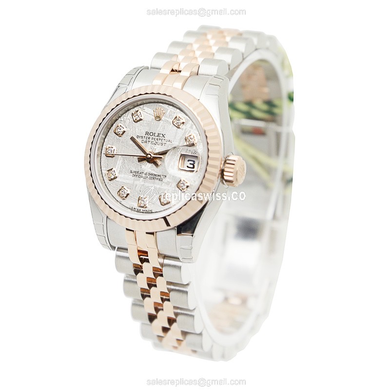 Rolex Datejust Replica - Automatic - 18kt Rose Gold & Steel Case - Gray Dial - View 3