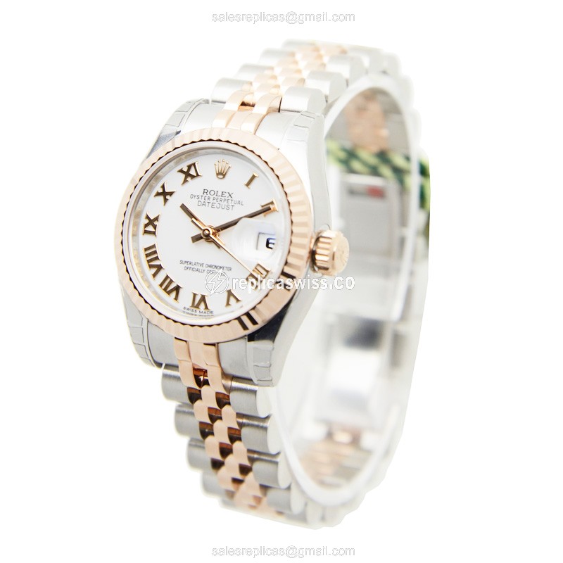 Rolex Lady Datejust Replica - Automatic - White Dial - Gold & Steel Strap - 18kt - View 3