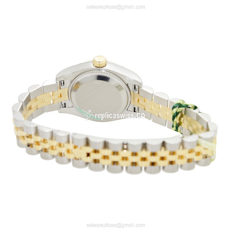 Rolex Lady Datejust Replica - Automatic - 18kt Gold & Steel - Gray Dial - Gold Strap - View 4