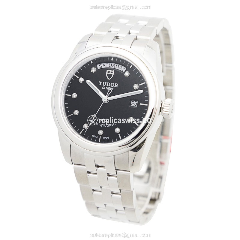 Tudor Glamour Date - Automatic - Black Dial - Steel Case - Silver Strap - View 3