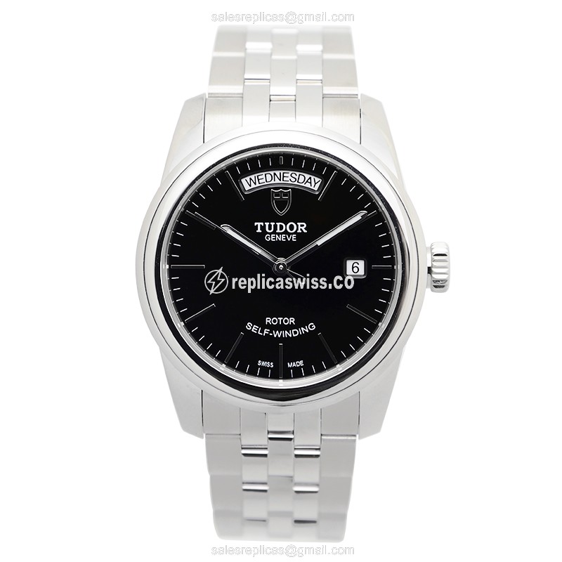 Tudor Glamour Date Replica - Automatic - Steel - Black Dial - View 2