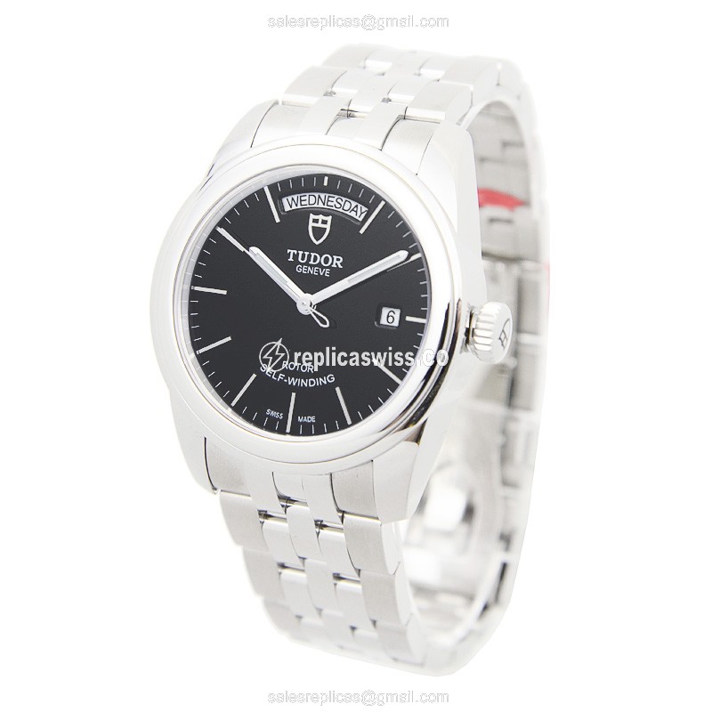 Tudor Glamour Date Replica - Automatic - Steel - Black Dial - View 3
