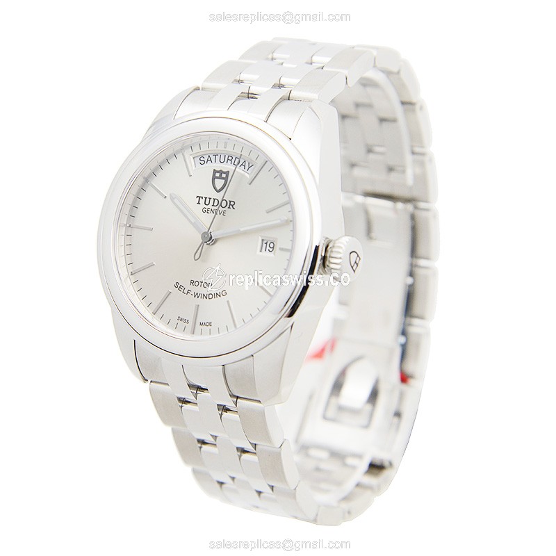 Tudor Glamour Date Replica - Automatic - Steel - Silver Dial - View 3