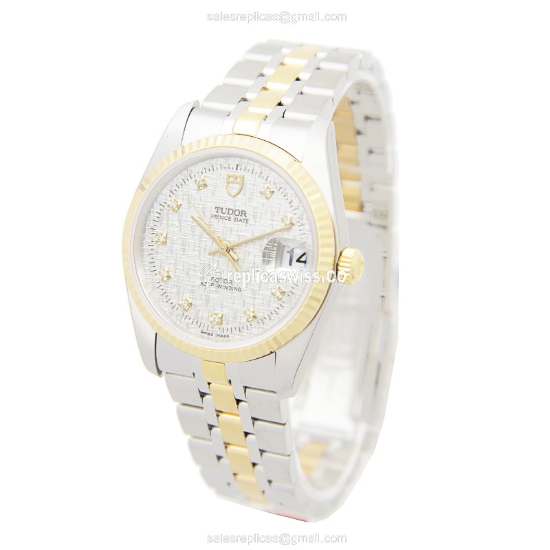Tudor 74033-62473-10DI-SVCL Replica - Automatic - 18kt Gold Case - Silver Dial - Steel Strap - View 3