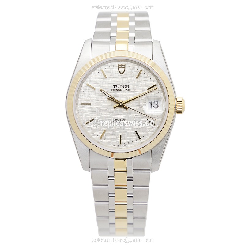 Tudor 74033-62473-SVCL Replica - Auto - 18kt Gold/Steel Case - Silver Dial & Strap - View 2