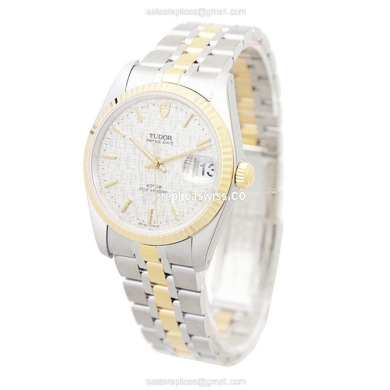 Tudor 74033-62473-SVCL Replica - Auto - 18kt Gold/Steel Case - Silver Dial & Strap - View 3