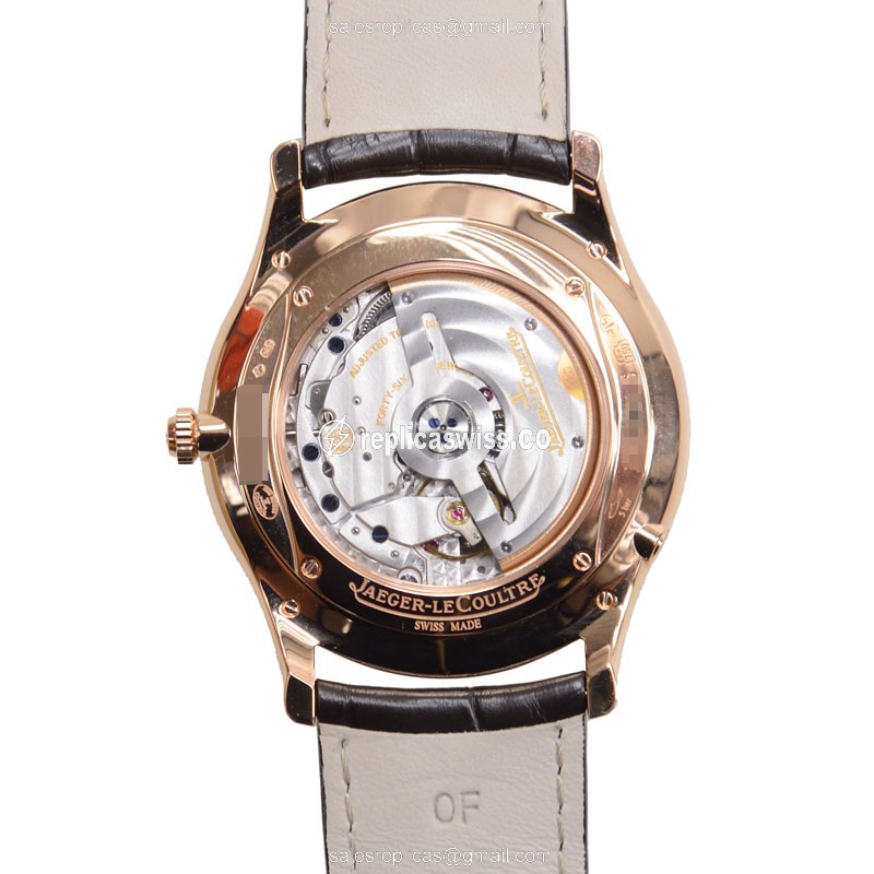 Jaeger-Lecoultre Q1302520 Replica - Ultra Thin - Automatic - 18kt Rose Gold - Beige Dial - Brown Alligator Strap - View 3