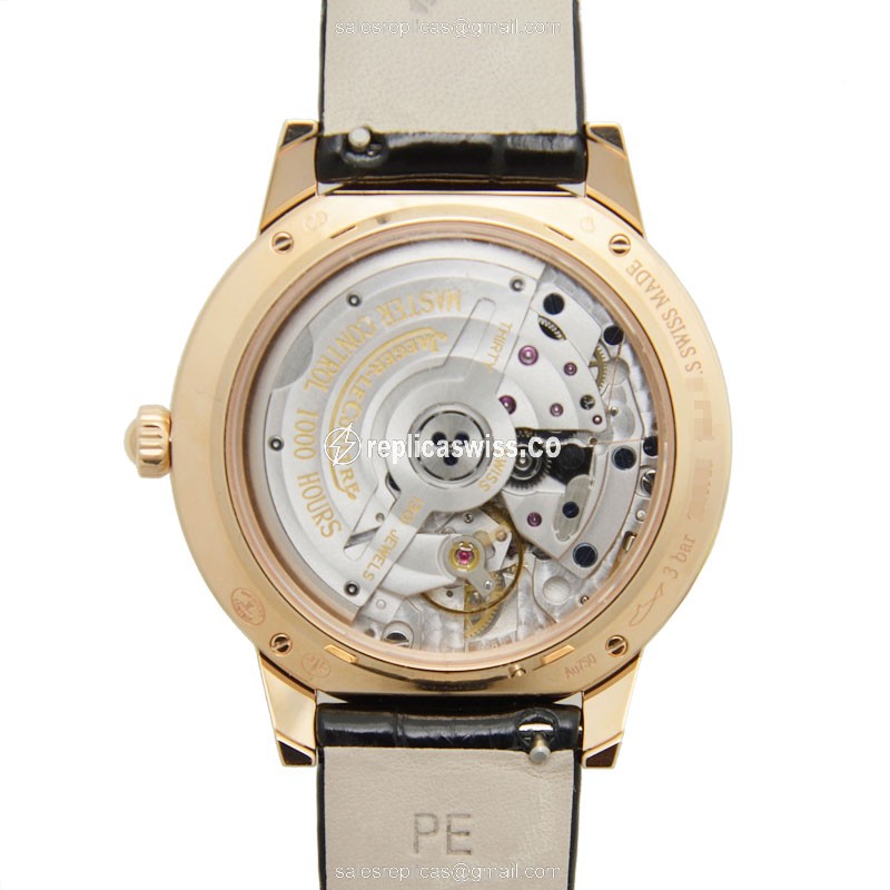 Jaeger-Lecoultre Rendez-Vous Replica - Automatic - 18kt Rose Gold - Diamond - Silver Dial - Black Alligator Strap - View 3