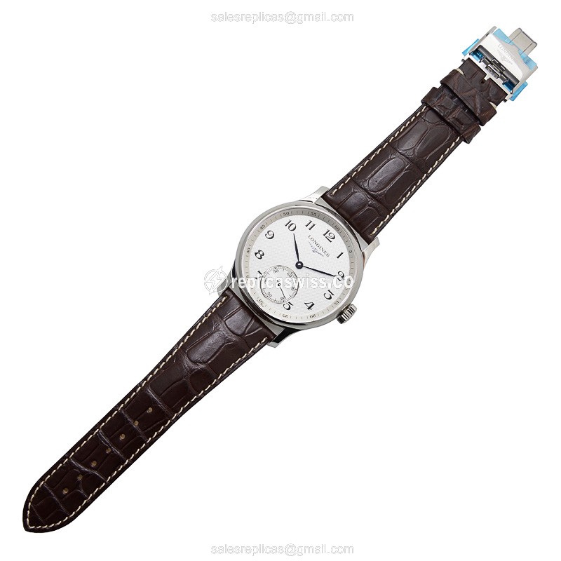 Longines L2.640.4.78.3 Replica - Automatic - Steel Case - White Dial, Brown Alligator Strap - View 2