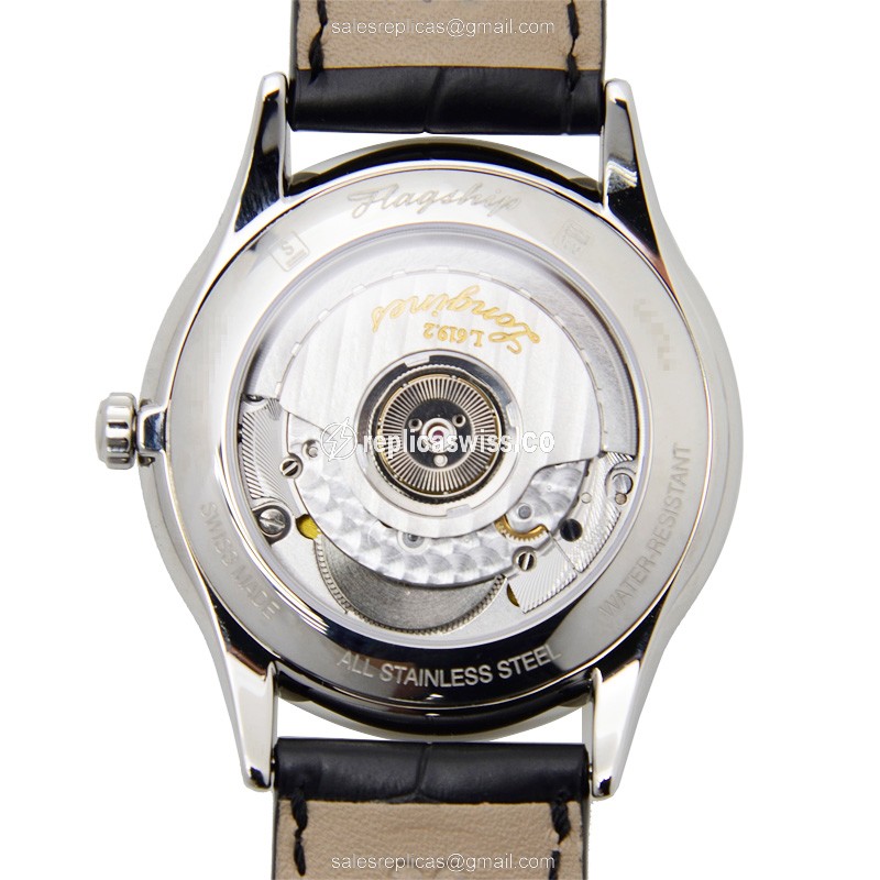 Longines L4.874.4.57.2 Flagship - Automatic - Steel Case, Black Dial, Alligator Strap - View 3
