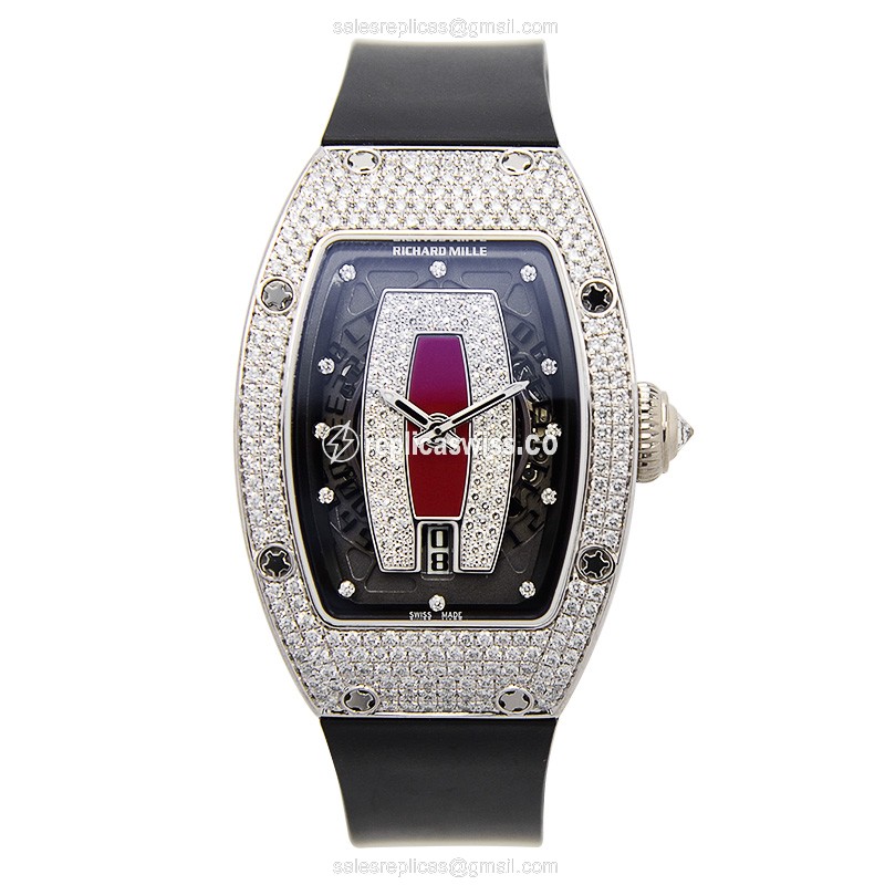 Richard Mille RM007 Ladies - Automatic - 18kt White Gold - Skull Dial - Black Rubber Strap - View 2