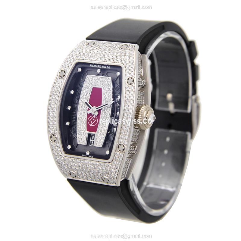 Richard Mille RM007 Ladies - Automatic - 18kt White Gold - Skull Dial - Black Rubber Strap - View 3