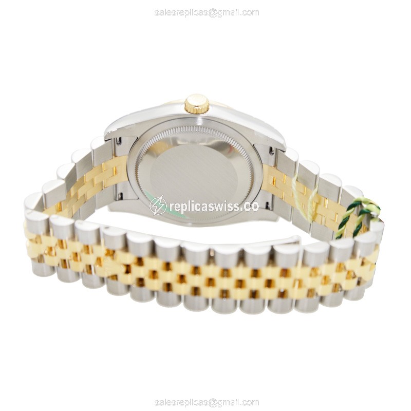 Rolex DATEJUST Replica - Automatic - 18kt Gold - Diamond Bezel - Gray Dial - View 4