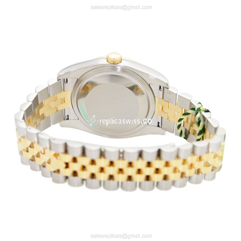 Rolex DATEJUST Replica - Automatic - 18kt Gold & Diamond - Steel Case - Silver Dial - View 4