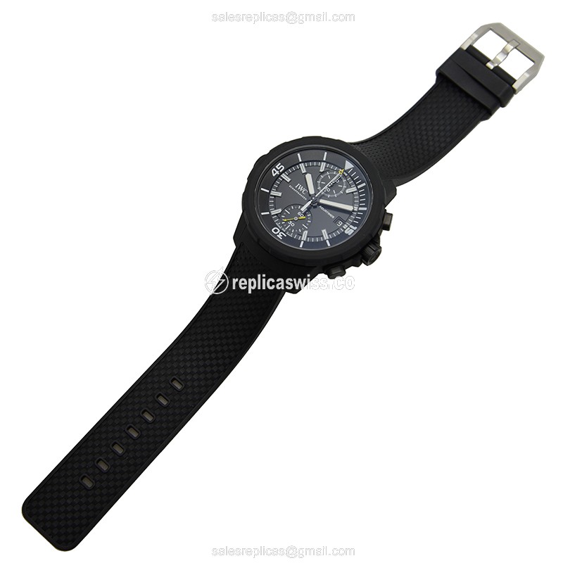 IWC Aquatimer Automatic Replica - Stainless Steel - Black Dial - Rubber Strap - Sapphire Crystal - Buckle Clasp - View 2