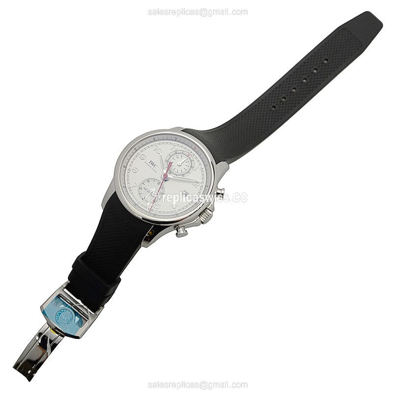 IWC Portuguese Automatic Replica - Stainless Steel Case - White Dial - Black Rubber Strap - View 2