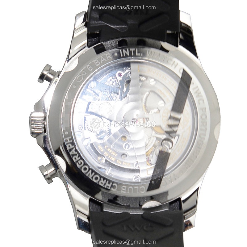 IWC Portuguese Automatic Replica - Stainless Steel Case - White Dial - Black Rubber Strap - View 3