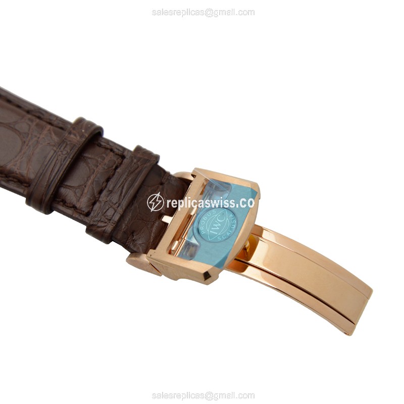 IWC Portuguese Replica - Automatic 18kt Gold - Dark Grey - Brown Alligator - Clasp - View 4