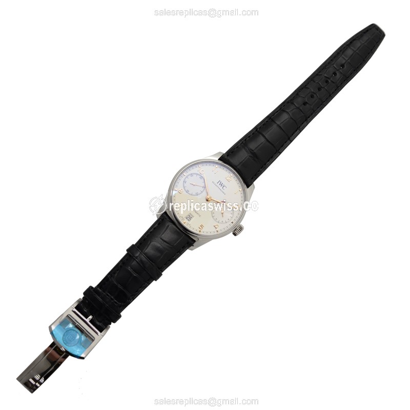 IWC Portuguese Replica - Automatic - Steel Case - Silver Dial - Black Alligator Strap - View 2