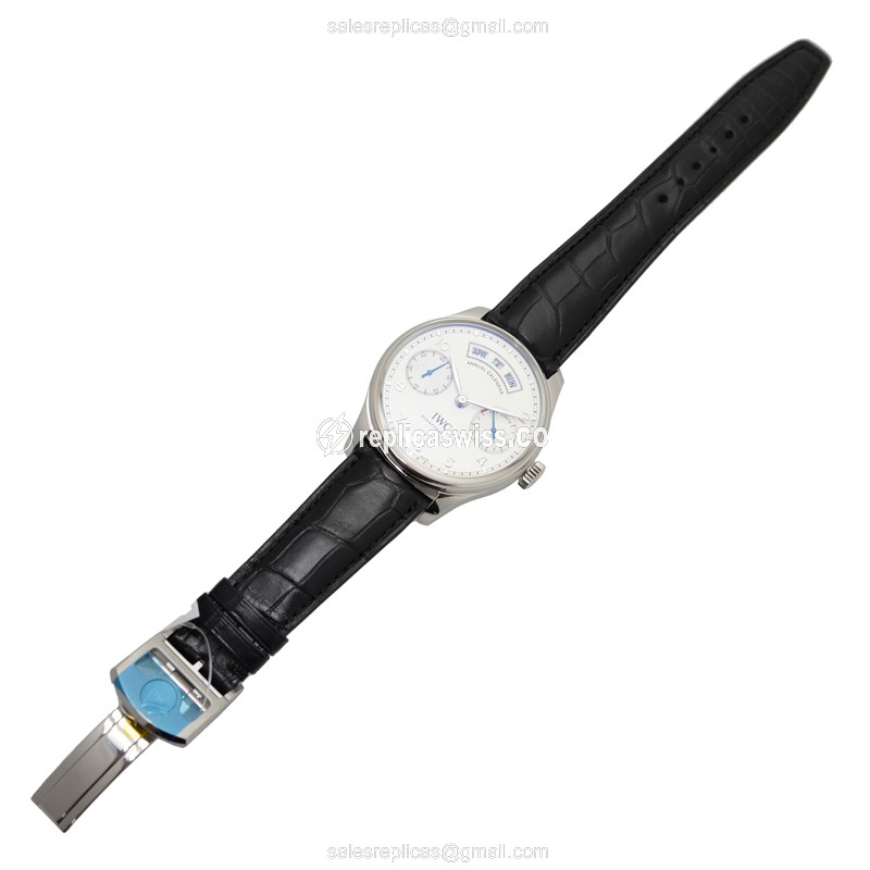 IWC Portuguese Replica - Automatic - Stainless Steel - White Dial - Black Alligator Strap - View 2